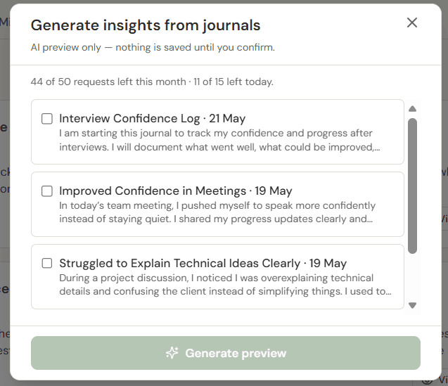 AI Journaling & Reflection — Coach AI feature