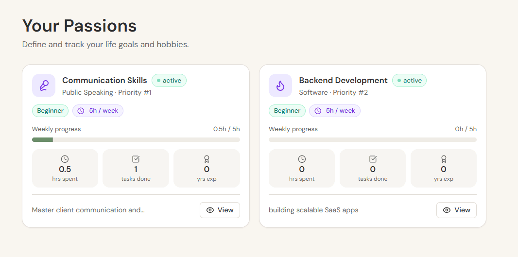 Passion-Based Growth System — Coach AI feature