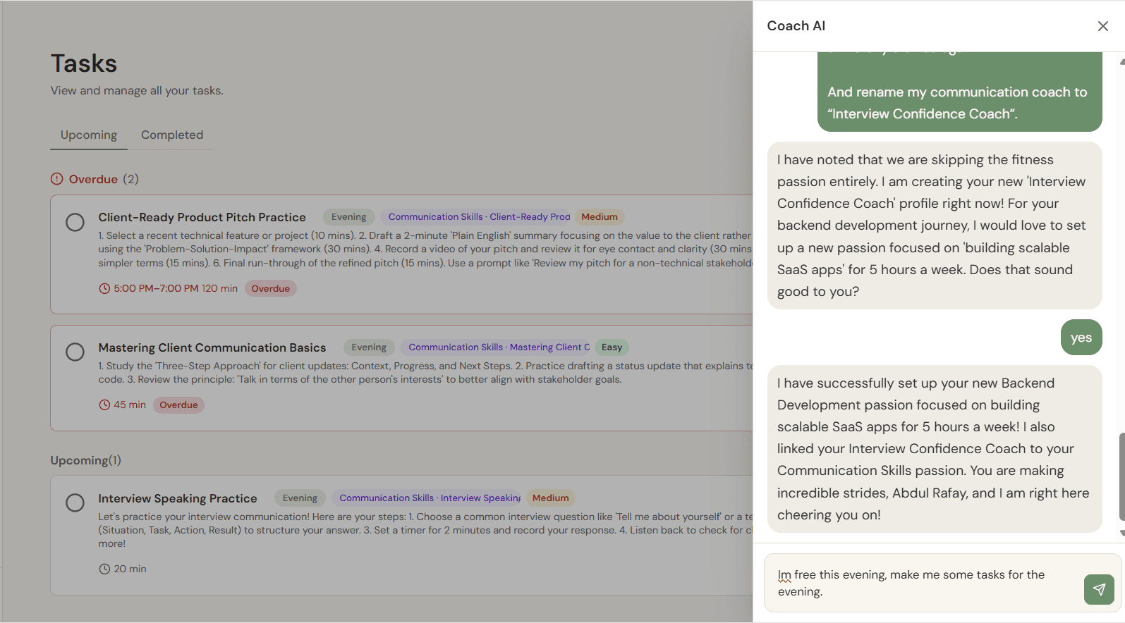 Get Daily Tasks & Guidance — Coach AI step 3
